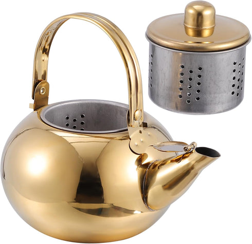 1pc Stainless Steel Pot Whistling Teakettle Classic Teapot Water Kettle Stove Top Kettle Water Boiler Stove Top Round Tea Pot Coffee Pot Tea Kettl...