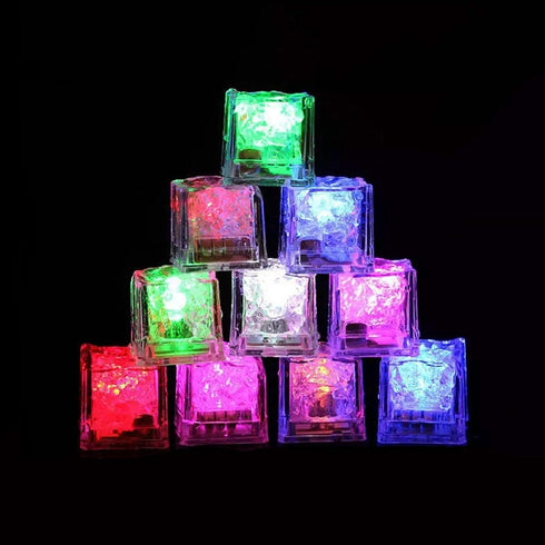 LED Ice Cube Shape Lights Liquid Sensor Glowing Light up Ice Cubes for Drinks Bar Party Wedding Decorations(12Pcs)...