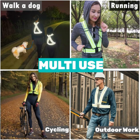 2Pack High Visibility Reflective Safety Vest | Lightweight,Adjustable & Elastic | Hi Vis Running Gear for Walking,Cycling,Construction Workers,Men...