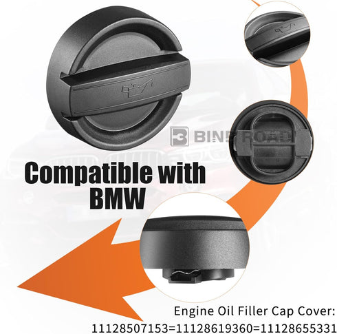 Engine Oil Filler Cap Cover 11128655331 Compatible with BMW 1 3 5 7 Series X1 X3 X5 X6 Z4 N20 N54 N55 E46 E60 E63 E65 E84 E88 E90 E92 F01 F10 F25...