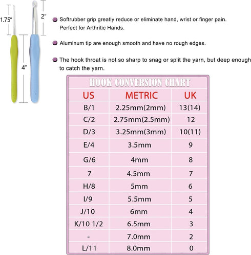 Teamoy Ergonomic Crochet Hook Set,12Pcs Large Crochet Hooks for Arthritis and Beginners, Smooth and Comfortable...