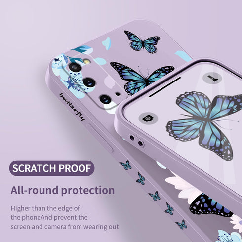 for Samsung Galaxy S20 Case Creative Flower Pattern Design Dropproof Slim Protective for Galaxy S20 Phone Cover 6.2 inch-Aurora Butterfly Purple...