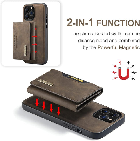 SZHAIYU 2 in 1 Detachable Back Cover Compatible with iPhone 13 Pro Max Wallet Case with Card Holder Leather Pocket Slim Phone Cases 6.7'' (Coffee)...