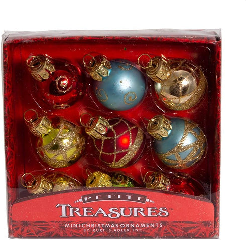 Kurt Adler C1899 Petite Treasures Multi Color Ball Christmas Ornament, Set Of 9...