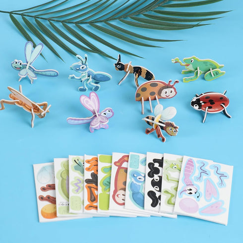 DERAYEE 3D Puzzles for Kids, 25 Pcs Paper Insect Cartoon Jigsaw Forest Theme Educational Toys for Boys Girls Birthday Party Gift Art Crafts (Insec...