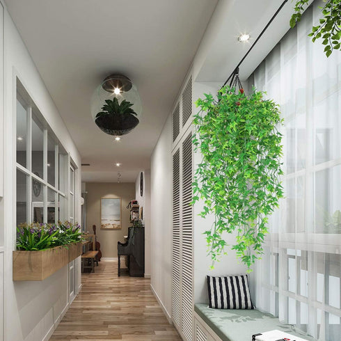 Artificial Hanging Vine, Sweet Potato Leaves Plastic Plants Greenery Faux Ivy Garland Fake Plant UV Resistant for Indoor Outdoor Garden Door Wall ...