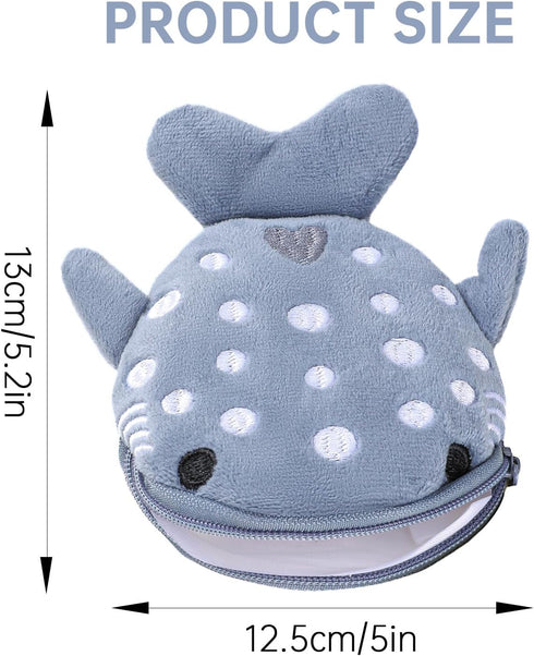 Shark Coin Purse Cute Small Wallet Plush Cartoon Cosmetic Items Bag Animal Zipper Keychain Change Purse Mini Earphone Bag Funny Novelty Coin Pouch...
