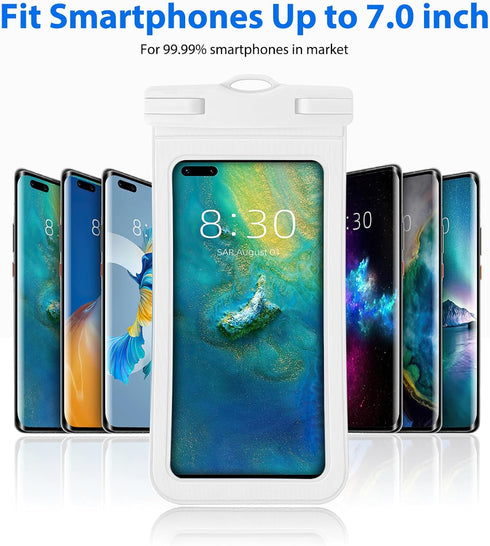 Universal Waterproof Phone Pouch, Waterproof Phone Case Fits up to 7 inch Phones, 17Inch Neck Lanyard Phone Pouch, Phone Dry Bags for Vacation Bea...