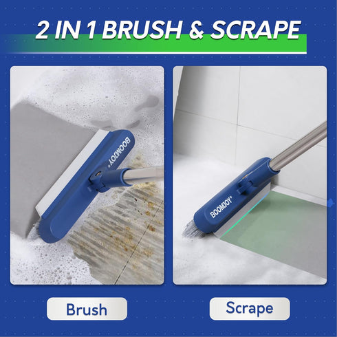 BOOMJOY Grout Brush with Long Handle, Grout Cleaner for Tile Floors, Hard Bristle Crevice Cleaning Brush, Floor Scrubber for Tile Grout Line, Show...