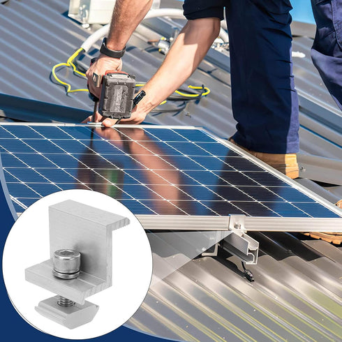 10PCS Solar End Clamp Solar Panel Mounting Z Brackets Aluminum Alloy Pressing Block PV Panel Rail End Grounding Clamps for RVs Trailers Boats Yach...