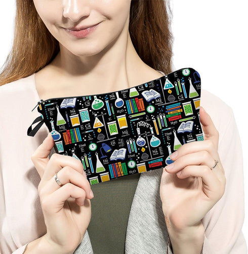 Women Travel Bag Chemistry Pattern Printed Cosmetic Bag Makeup Bag Small Pouch Gift for Women hz7093...