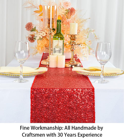 ShiDianYi 12''x72'' Sequin Table Runner - Sparkly Metallic for Wedding, Dinner Reception, Event, Birthday, Baby Shower (1, Red)...