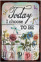 Funny Flowers Dragonfly Metal Sign, Metal Country Rustic Tin Sign, Today I Choose to be Happy, Yard Sign Garage Farm Outside Garden Wall Decor Sig...