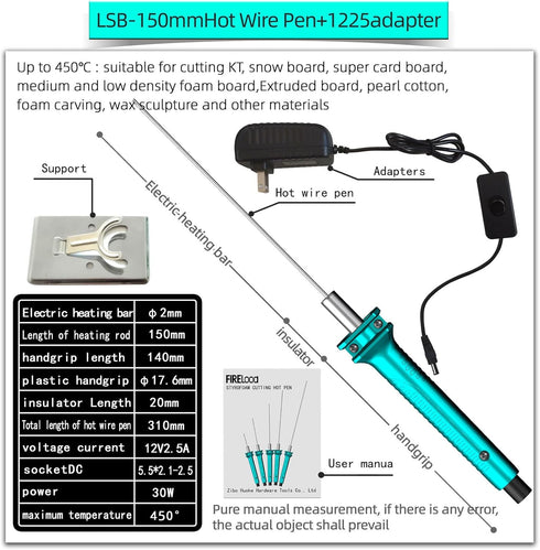 Hot Wire Pen, Electric Hot Wire Cutter Pen 15cm, Styrofoam Cutting Hot Pen Hot Wire Cutting Pen for Amateur DIY Heat Cutting Engraving Pen, Art Ma...