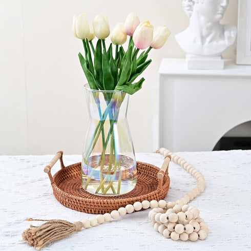 8 inch Iridescent Glass Flower Vases for Centerpiece Table Home Indoor Desk Decor,Ins Modern Boho Style Vase for Wedding Housewarming Gift...