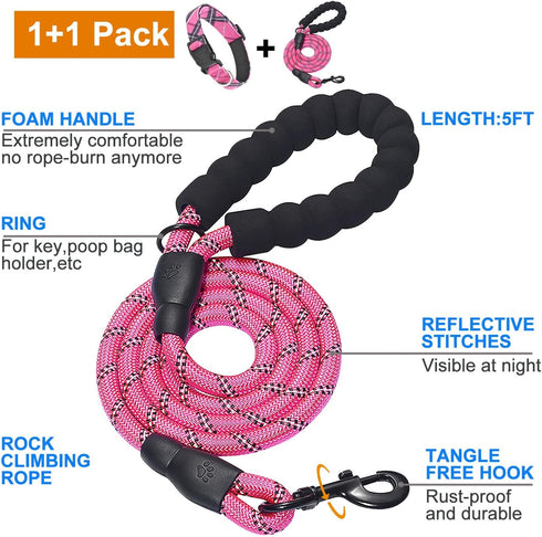 Nylon Dog Collar Soft Neoprene Padded Adjustable Dog Collars for Small Medium Large Dogs (S Neck 12"-15.5", Pink)...