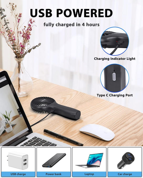 TriPole Mini Handheld Fan 5000mAh Battery Operated Small Fan 2 Speeds Powerful Personal Portable Fan Cute Design USB Rechargeable Electric Fan for...