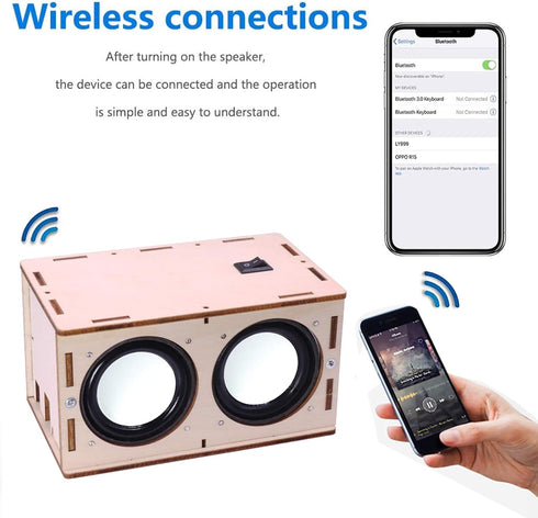 DIY Bluetooth Speaker Box Kit Electronic Sound Amplifier - Build Your Own Portable Wood Case Bluetooth Speaker Sound - Science Experiment and STEM...