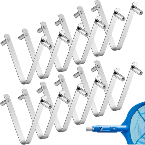 12Pcs Pool Pole Clips-Stainless Steel Pool Attachment V-Clip-Universal Butterfly Pool Clip for Pool Telescopic Rod,Swimming Pool Spa Brush,Leaf Sk...