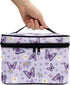 Purple Butterfly Makeup Bag Floral Cosmetic Bags for Women Cute Aesthetic Toiletry Bag Skincare Organizer Travel Case Portable Makeup Organizer fo...
