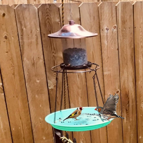 Large Hanging Bird Feeder Tray, Platform Seed Tray for Bird Feeders, Outdoor Garden Decoration for Backyard Attracting Wild Birds - Green...