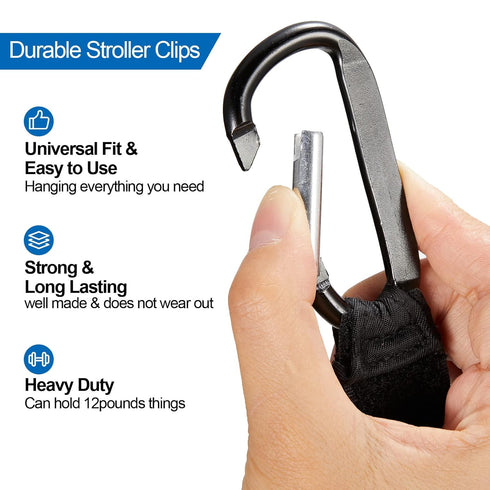6 Pack Baby Stroller Hooks for Hanging Diaper Bags Stroller Clips for Bags Multipurpose Hooks for Grocery Shopping Bags Stroller Accessories Pram ...