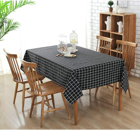 Bringsine Fashion Classic Rectangular Cotton Linen Table Cloth Black Check Tablecloth Vintage Dinner Picnic Home Deco(Square, 36 X 36 Inch)...