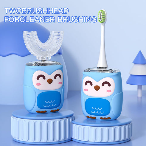 Kids Electric U Shaped Toothbrush, Toddler Toothbrush with 2 U-Shaped Brush Heads 2 Soft Replacements Automatic Toothbrush Rechargeable 6 Cleaning...