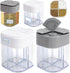 4 Pack 4 in 1 Plastic Salt and Pepper Shaker, 4 Grids Flip Empty Spice Dispensers Travel Spice Container Compartment Seasoning Shakers with Lid Tr...