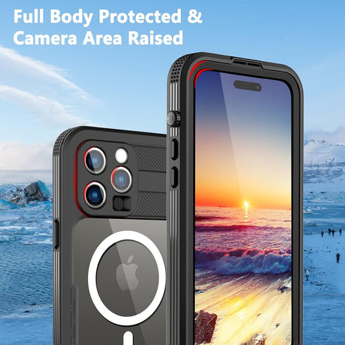 Waterproof iPhone 14 Pro Max Case - with Built in 9H Tempered Glass Screen Protector IP68 Underwater 6FT Protective Case Dropproof Dustproof Full ...