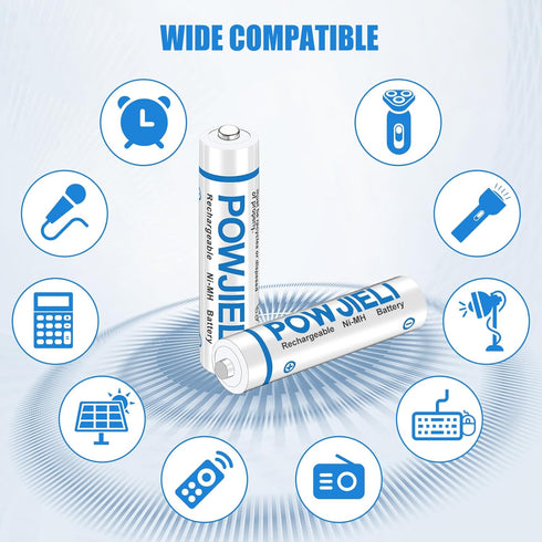 Rechargeable AAA Batteries, 1.2v Ni-MH Triple A Batteries 600mAh, Long-Lasting for Outdoor Solar Lights and Household Devices,16 Pack...