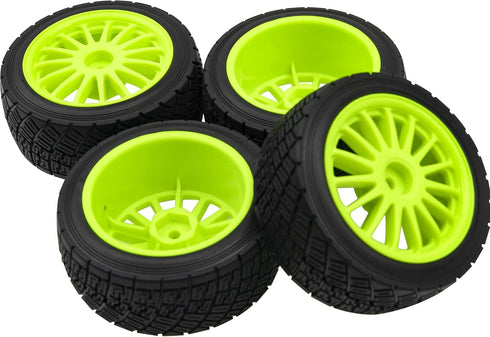 80mm/3.14" Rubber Tires & Plastic Wheel Rims 2.2 Inch 12mm Hex Hub Compatible with 1/10 HPI WR8 Off-Road Rally 1/14 WLtoys 124019 144001 1/16 Redc...