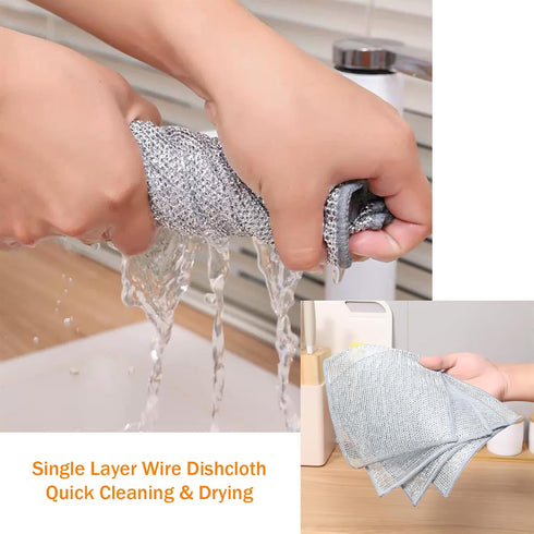 10 Pcs Non Scratch Wire Dishwashing Rag, Microfiber Cleaning Cloth for Washing Dishes, Kitchen Cleaning Rags for Wet and Dry, Kitchen Towels and D...