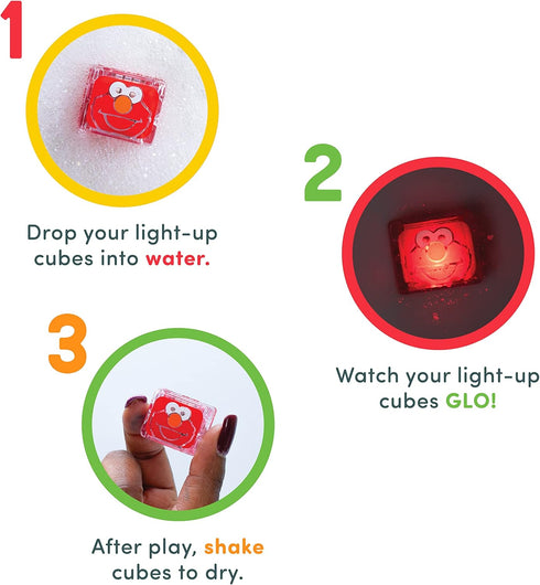 Glo Pals x Sesame Street Water-Activated Light-Up Cubes for Sensory Play (Elmo - Red)...