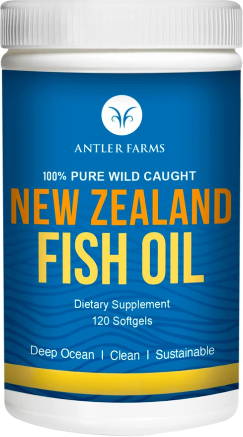 Antler Farms - 100% Pure Wild Caught New Zealand Fish Oil from Deep Ocean, Cold Water Fish, 120 Softgels - Clean, Fresh Omega-3 EPA + DHA Suppleme...