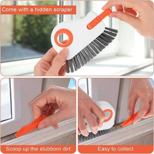 2 in 1 Window Track Cleaning Tools Window Sill Cleaner Tool Groove Crevice Cleaning Brush Grout Corner Scrubber Brush Tool Window Cleaner Tool for...
