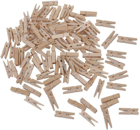 328 Feet Natural Jute Twine with 100 Pcs Mini Natural Wooden Clothespins Photo Pegs Craft Pictures Clips...