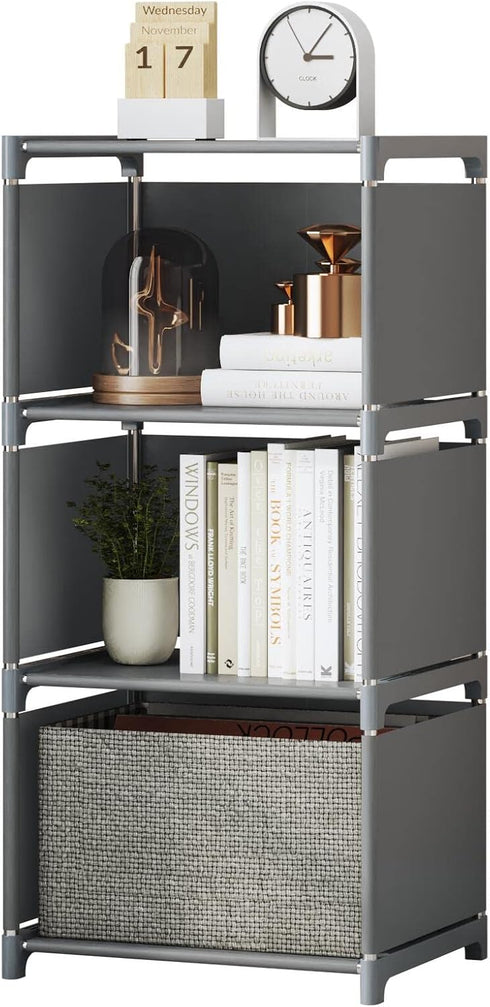 Cube Storage Shelf for Closet Organization and Small Spaces, 3-Tier DIY Bookshelf Bookcase for Bedroom and Living Room, 4-Layer Storage Shelf...