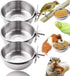 MotBach 3 Pieces Stainless Steel Bird Feeding Dish Cups, Bird Feeder Parrot Food Water Bowls with Clamp, Pet Cage Cups Holder for Bird Parrot Cock...