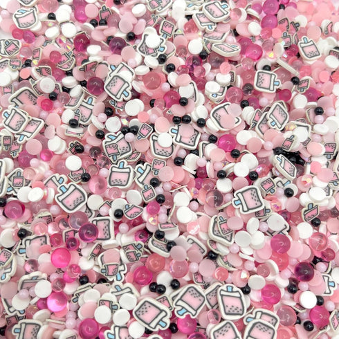 Pink Bubble Tea Pearls,Polymer Clay Sprinkle Mix (NOT EDIBLE)...
