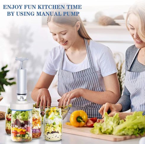 Mason Jar Vacuum Sealer Kit with Accessory Hose for Wide and Regular Mouth Jars, Manual Portable Vacuum Pump and Lid Opener...