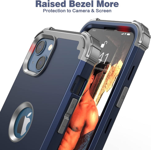 IDweel for iPhone 13 Case with Screen Protector, for iPhone 14 Case, Hybrid Shockproof Heavy Duty Protection Hard PC Cover Soft Silicone Sturdy Bu...