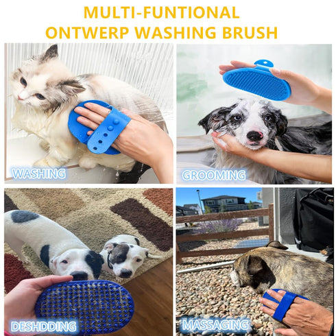 Dog Bath Brush/Dog Grooming Brush/Dog Shampoo Brush?Dog Scrubber for Bath with Pet Toothbrushes for Long Short Haired Dogs Cats Shower...