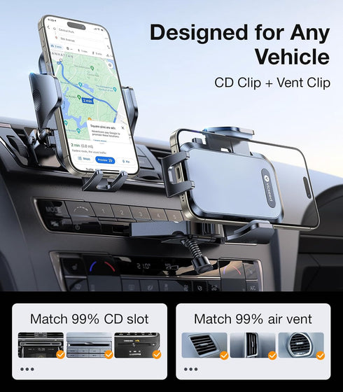 VICSEED Military-Grade Sturdy Car Phone Holder Mount, ???????????????? ???????? ?????????? Metal CD Slot & Air Vent Thick Case Friendly Phone Moun...