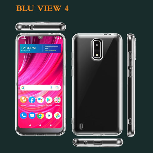 Oududianzi Case for Blu View 4 with Screen Protector,Non-Yellowing Shockproof Bumper Protective Phone Cover, Anti-Scratch Soft TPU Back(Transparen...