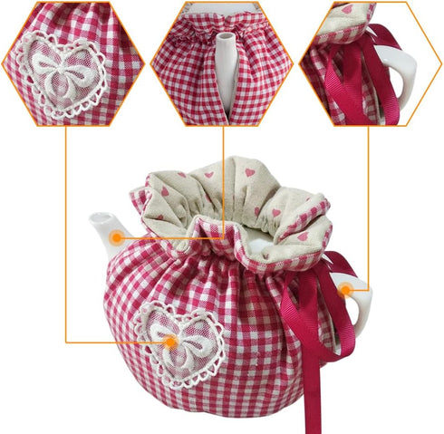 OLizee® 2pcs Insulated Tea Cozy for Teapot Tea Kettle Warmer Cover Teapot Cozy Cover Teapot Dust Cover Teapot Cozy Kettle Cover for Home Kitchen D...
