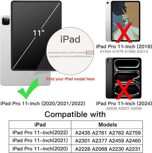 JETech Case for iPad Pro 11 Inch, 2022/2021/2020 Model, Slim Stand Hard Back Shell Smart Cover with Auto Wake/Sleep (Misty Blue)...