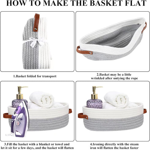 Bathroom Countertop Organizer Basket, Cotton Rope Woven Storage Basket Toilet Paper Decorative Basket for Bathroom, Bedroom, Living Room, Entryway...