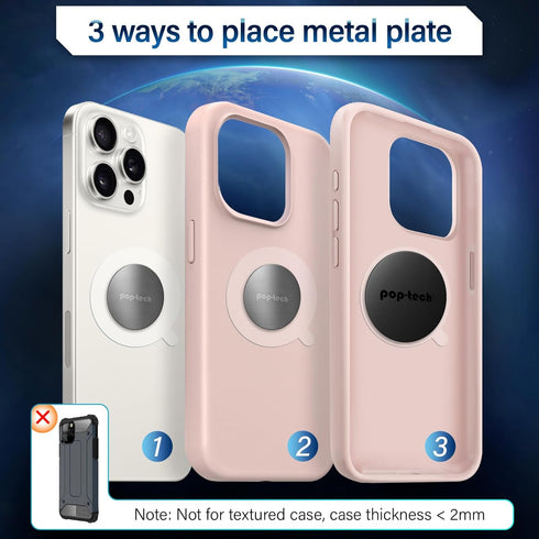 Metal Plate for Phone Magnet, 8 Pack Replacement Magnet Disc Magic Mount Plate with Adhesive Backing for Socket Grips & Magnetic Car Holder Cradle...