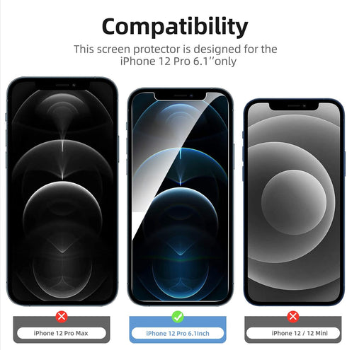 NEW'C 4 Pack, 2 Pack Screen Protector for iPhone 12 Pro + 2 Pack Camera Lens Protector, Sensor Protection,Case Friendly Tempered Glass Film......